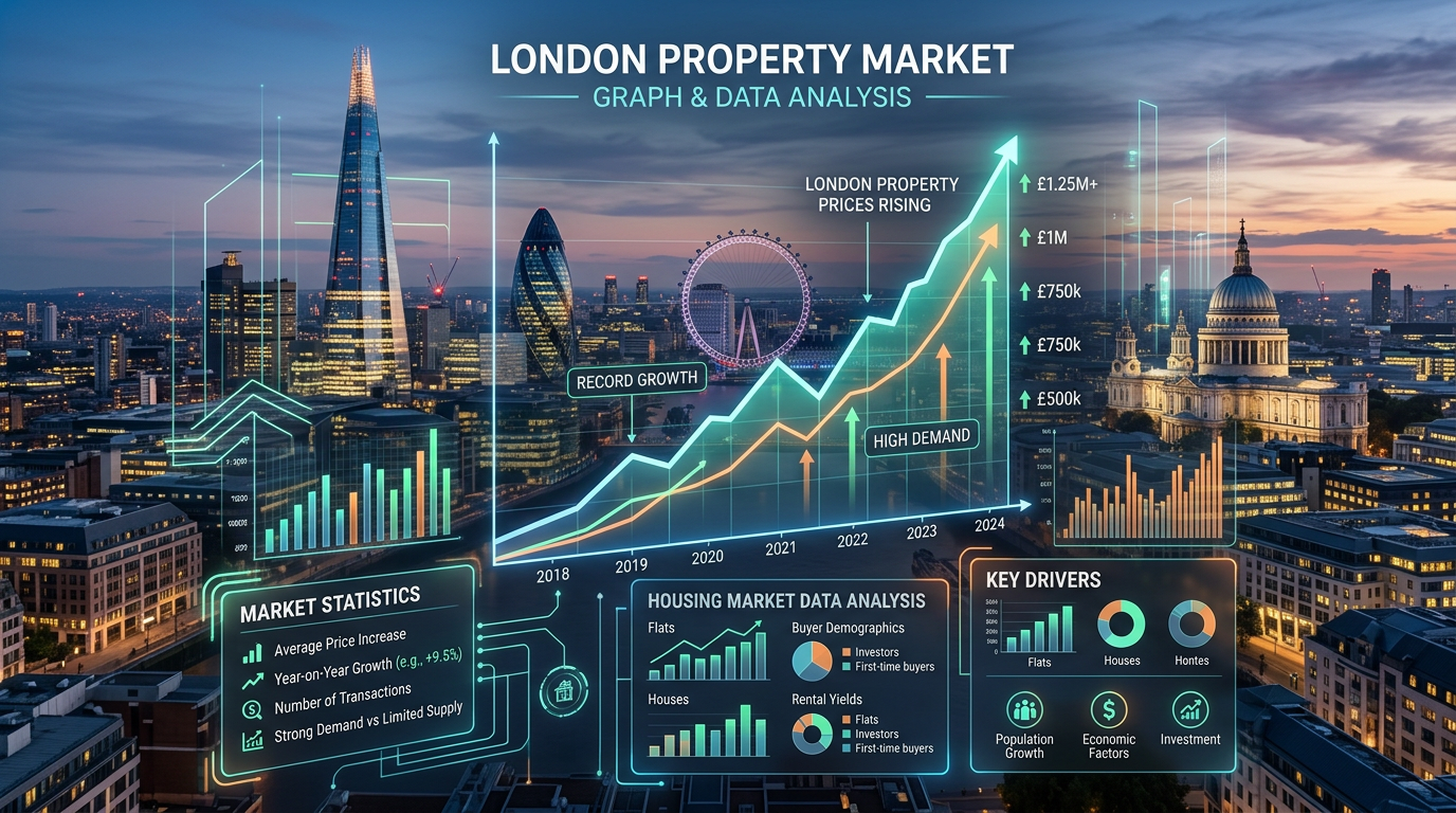 Property market analysis graph showing house prices in Camden, London